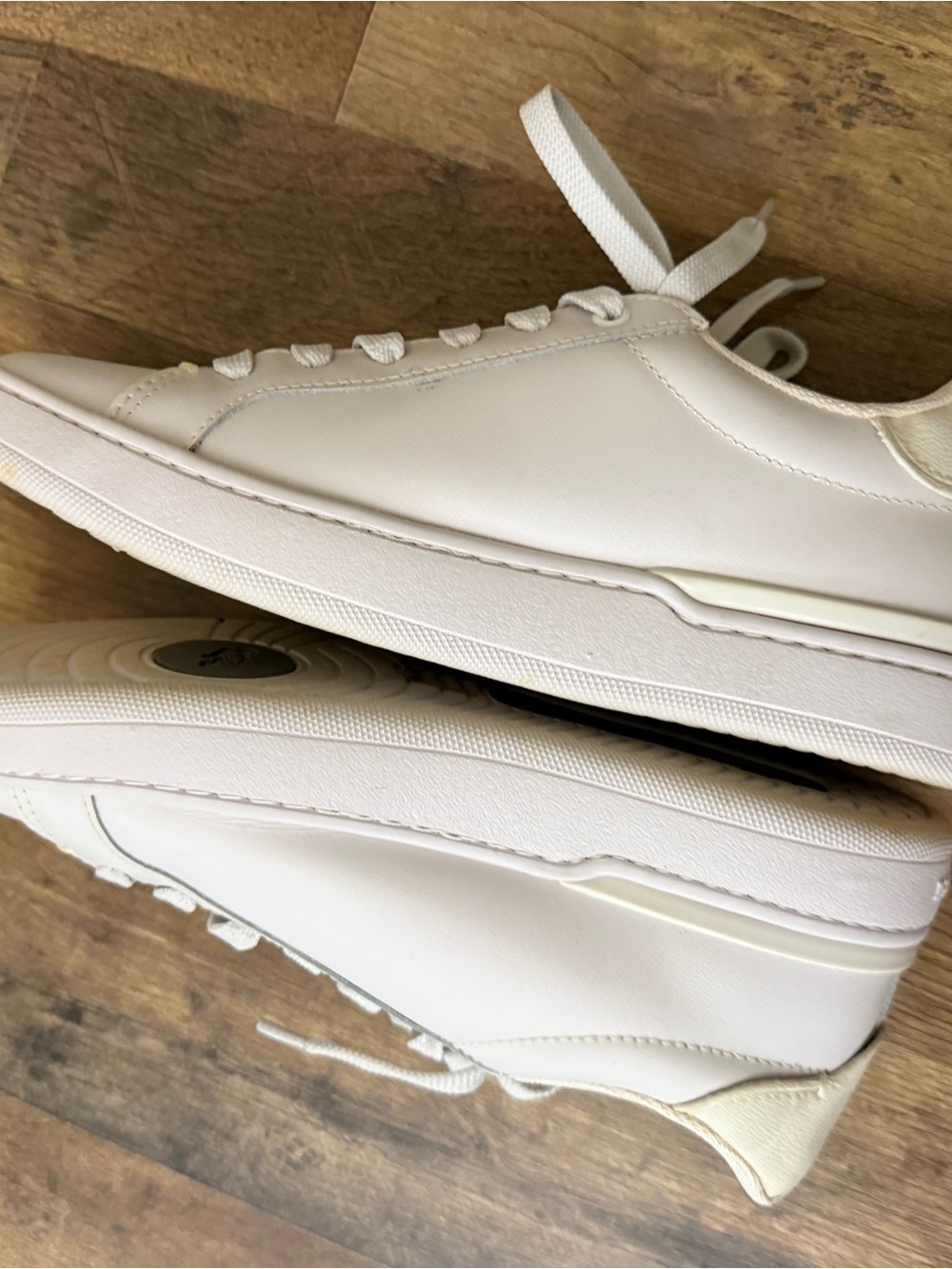 Coach White Leather Low-Top Sneakers with Cream Collar - Picture 8 of 11